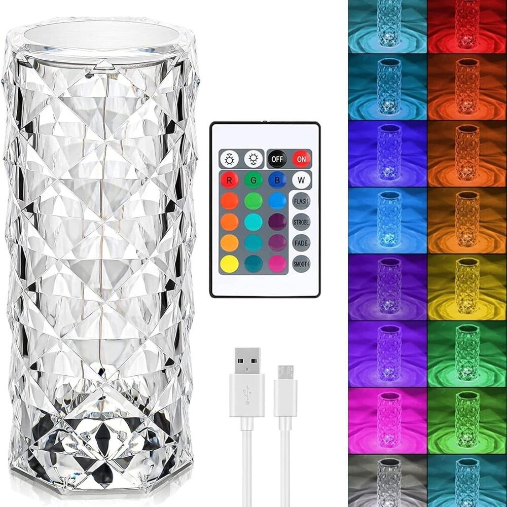 Rose Crystal Table Lamp/USB Rechargeable